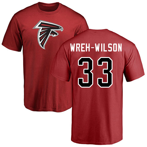 Atlanta Falcons Men Red Blidi Wreh-Wilson Name And Number Logo NFL Football #33 T Shirt->atlanta falcons->NFL Jersey